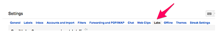 Gmail Inbox Google Labs Settings Tab Menu