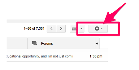 Gmail Inbox Settings Gear Icon