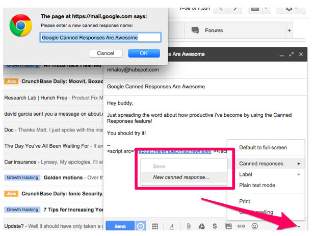 Google Canned Responses Inbox Email Template